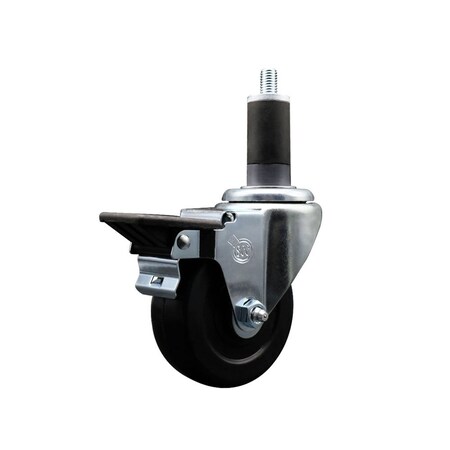 Service Caster 3.5'' Soft Rubber Swivel 1-1/4'' Expanding Stem Caster with Brake SCC-EX20S3514-SRS-PLB-114